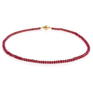 Natural rubies with solid 18ct yellow gold necklace David Ashton modern fine handmade jewellery London