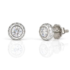 perfect diamond in platinum ear studs