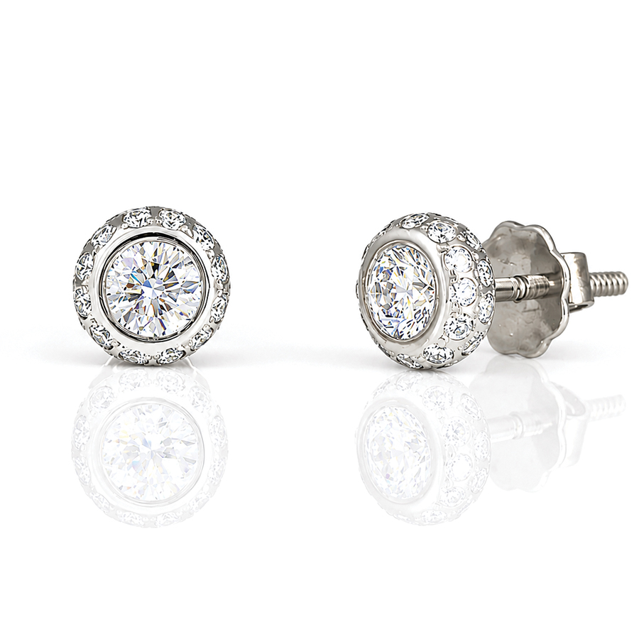 perfect diamond in platinum ear studs