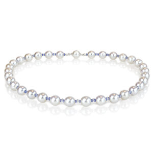 Tanzanite pearl aquamarine necklace David Ashton modern handmade jewellery London
