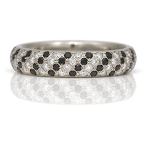 Blck and white diamond mens striped eternity ring