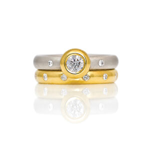 Platinum & 18ct yellow gold, diamond wedding and engagement set