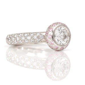 modern pink and whire diamond solitaire