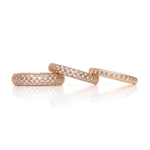Pave set 18ct rose gold rings