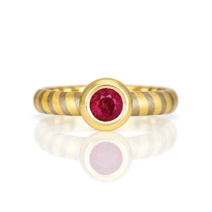 Modern ruby solitaire ring 18ct gold David Ashton 0945