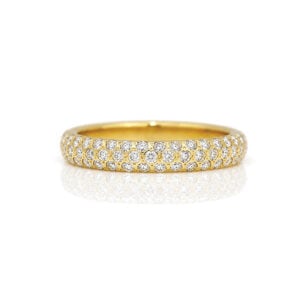 natural diamond yellow gold pave set ring 0995