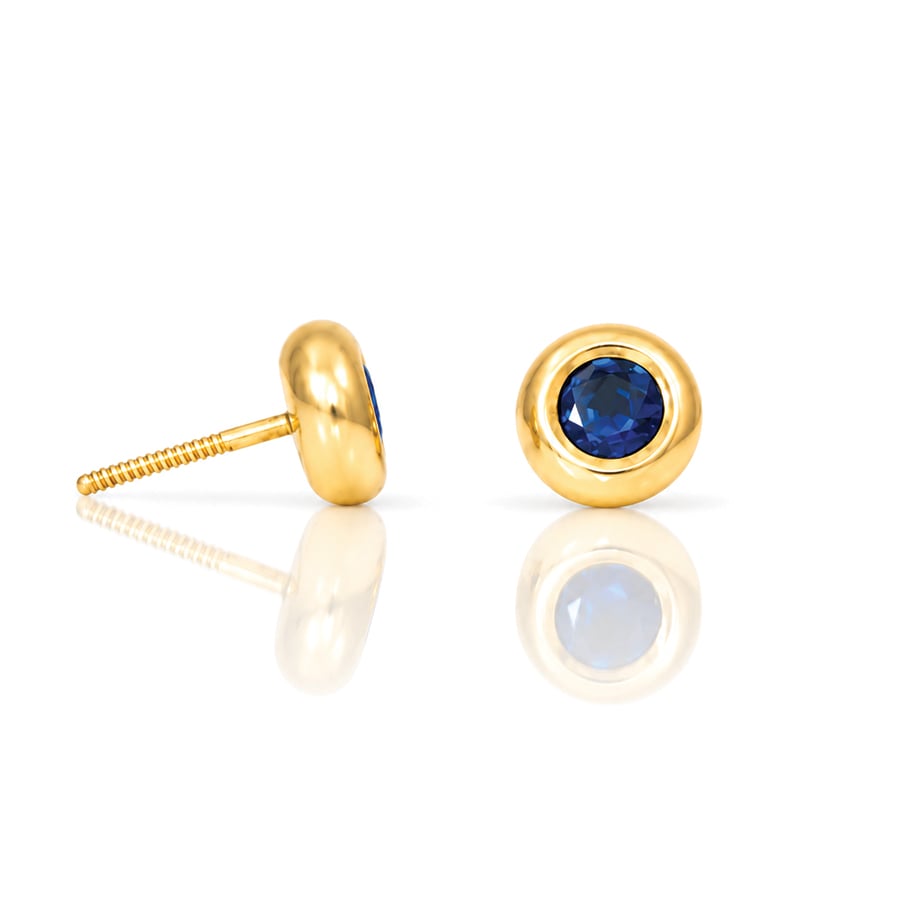 Modern sapphire and gold ear studs 8112s