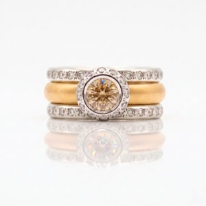 Pink champagne diamond ring stack