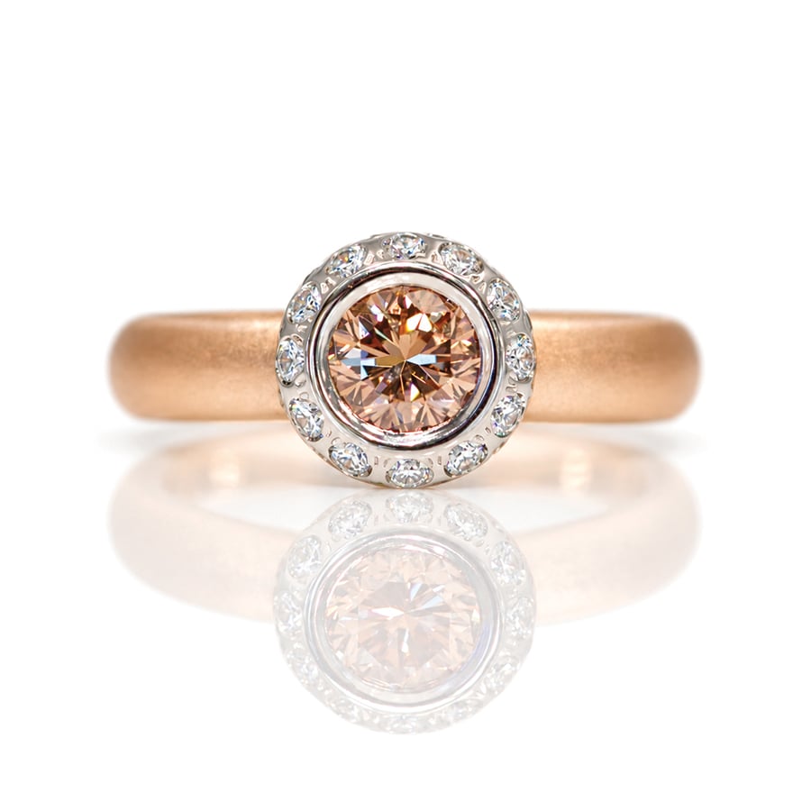 Pink champagne modern diamond engagement ring.