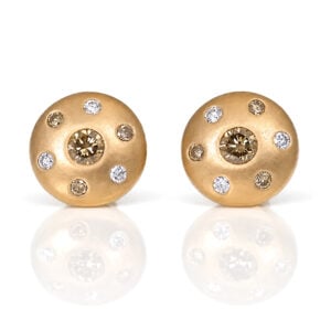 Rose gold and natural fancy diamond ears-studs