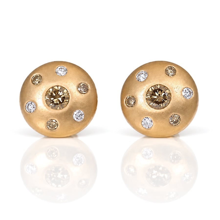 Rose gold and natural fancy diamond ears-studs