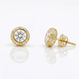 Yellow & white diamond ear-studs