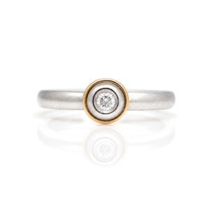 Narrow Platinum and diamond modern engagement ring David Ashton 0448