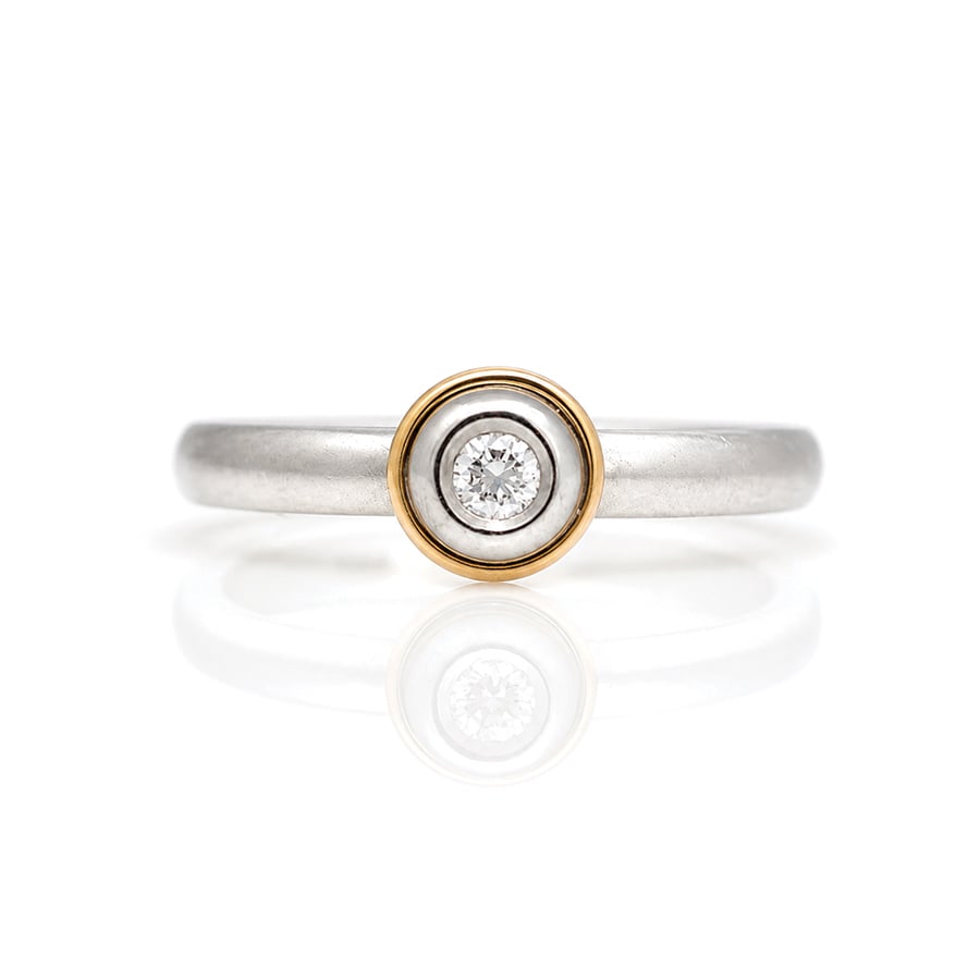 Narrow Platinum and diamond modern engagement ring David Ashton 0448