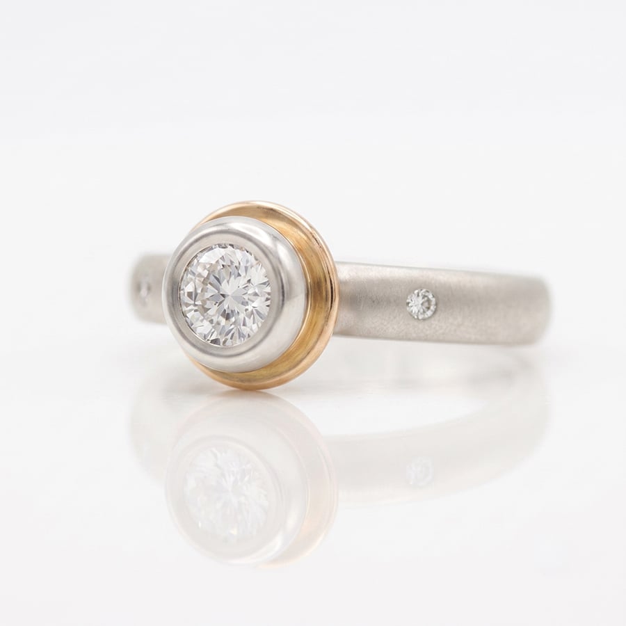 Rose gold and Platinummodern solitaire engagement ring 0516