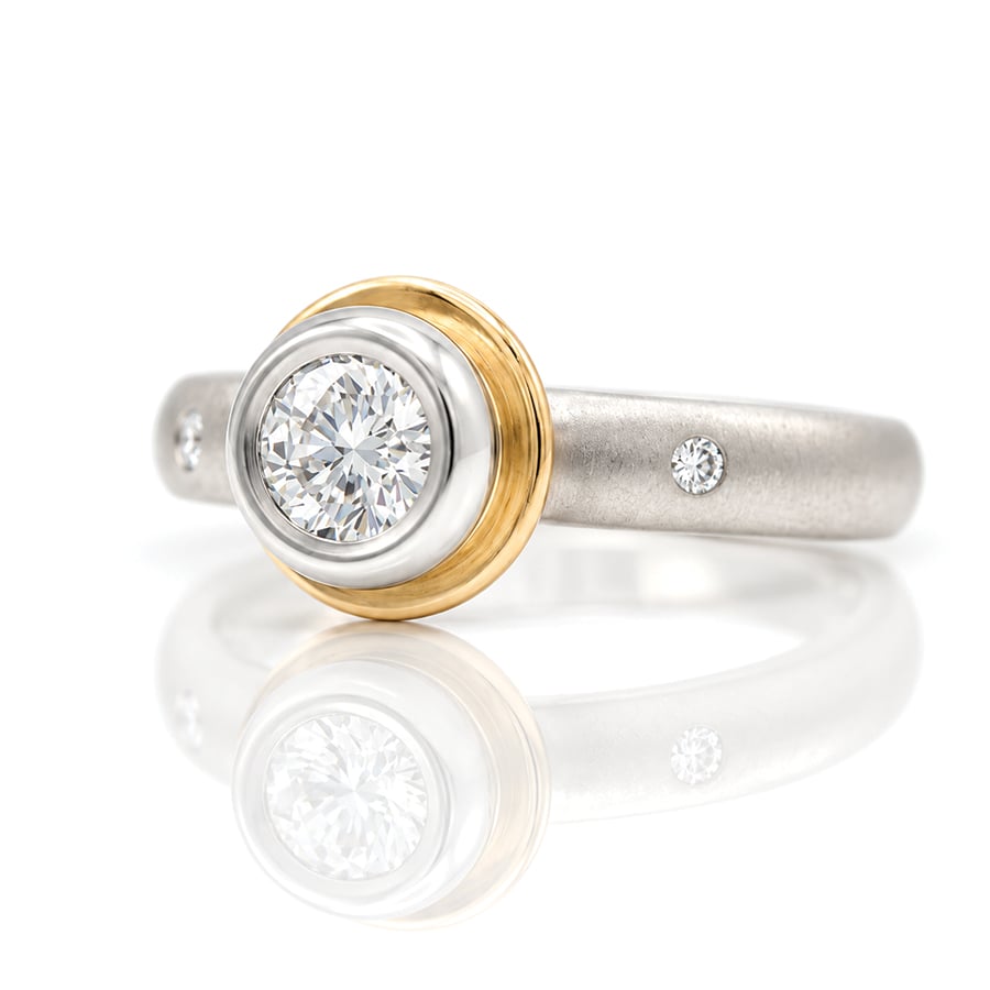 Rose gold and Platinummodern solitaire engagement ring 0516