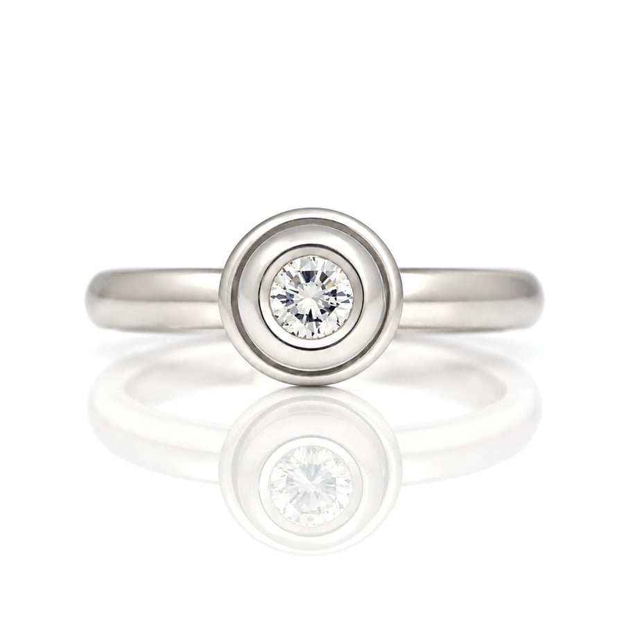 Modern rub-over set diamond engagement ring David Ashton contemporary fine jewellery handmade in London bespoke