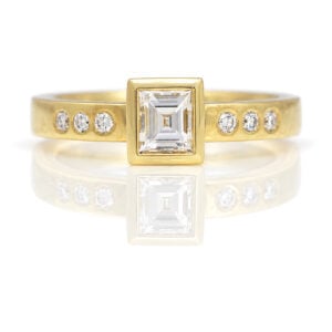 Contemporary baguette diamond engagement ring 0827 David Ashton fine jewellery handmade in London bespoke