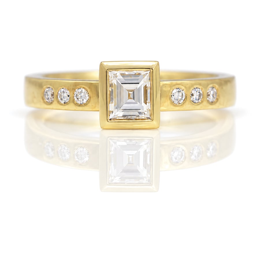 Contemporary baguette diamond engagement ring 0827 David Ashton fine jewellery handmade in London bespoke