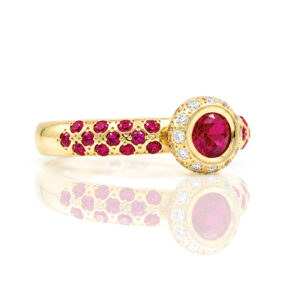 Ruby and diamond engagement and eterity ring