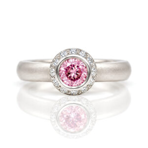 pink and white diamond modern engagement ring
