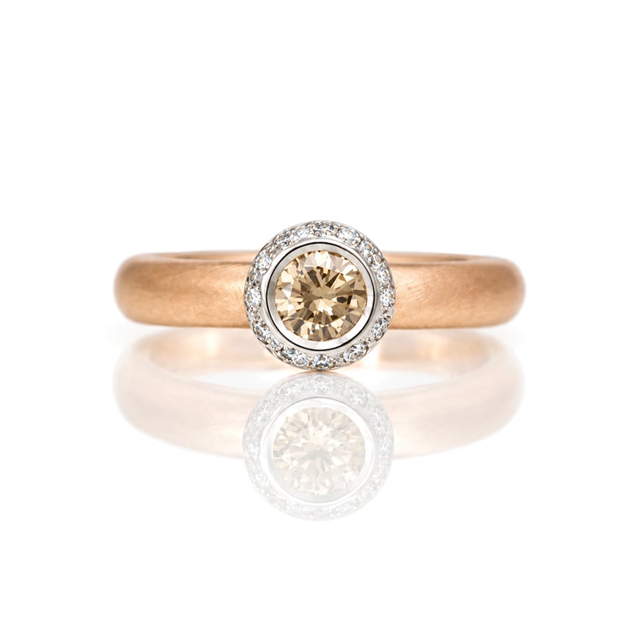 Natural pink champagne natural diamond engagement ring David Ashton 0953 Modern fine jewellery handmade in London bespoke