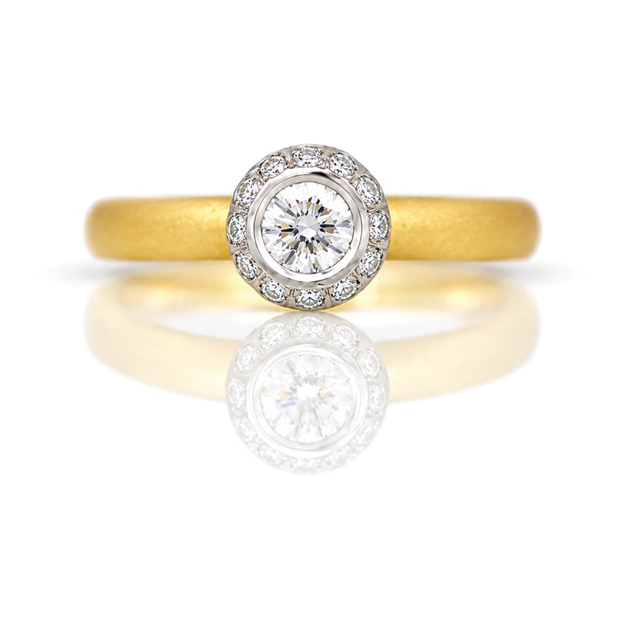 Modern classic natural diamond engagement ring set in Platinum narrow gold ring David Ashton 0946 Modern fine jewellery handmade in London bespoke