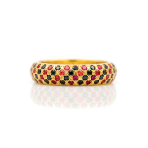 orange and black stone eternity ring