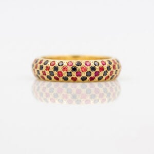 orange and black stone eternity ring