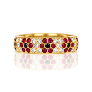 Poppy flower ring gold ruby and diamond 0985
