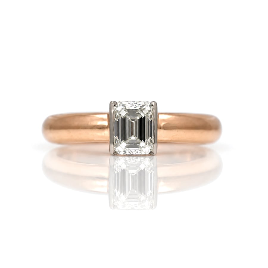 modern set diamond engagement ring rose gold platinum David Ashton contemporary fine jewellery handmade