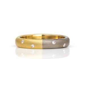 modern 18ct yellow and white gold wedding ring with flush set diamonds David Ashton 0978 bespoke fine jewellery