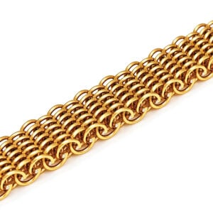 contemporary chunky 18ct yellow gold bracelet David Ashton jewellery handmade in London bespoke