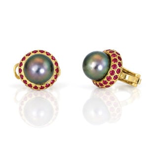Tahitian pearl & ruby studs