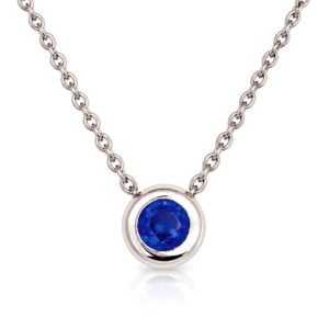 Sapphire rub-over set in Platinum necklace