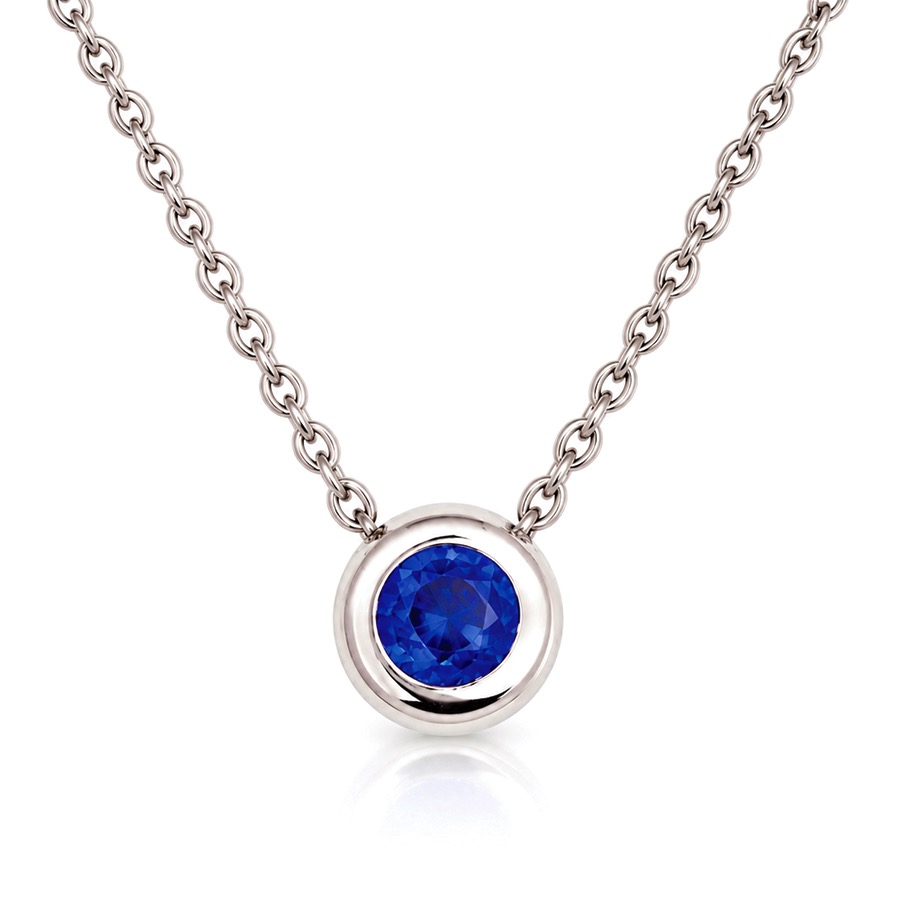 Sapphire rub-over set in Platinum necklace