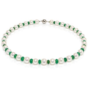 contemporary emerald and pearl necklace David Ashton bespoke fine jewellery handmade in London