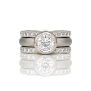 rub-over set diamond engagement ring set David Ashton modern fine jewellery handmade in London