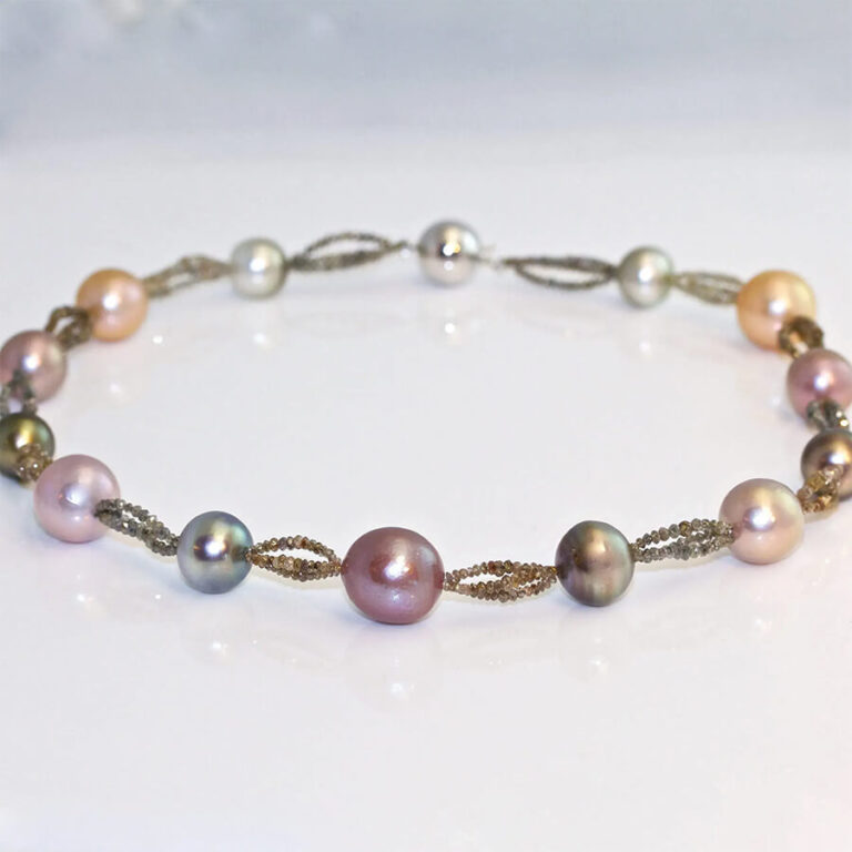 Tahitian pearl & fancy diamond necklace