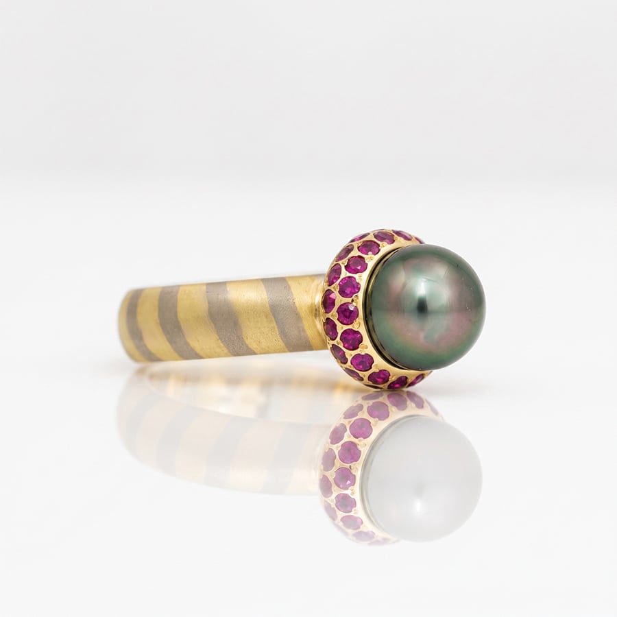 Tahitian pearl modern cocktail ring