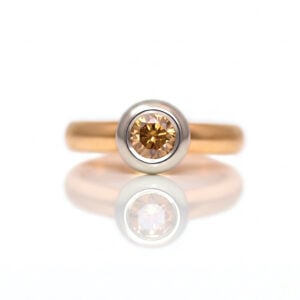 Natural orange diamond ring