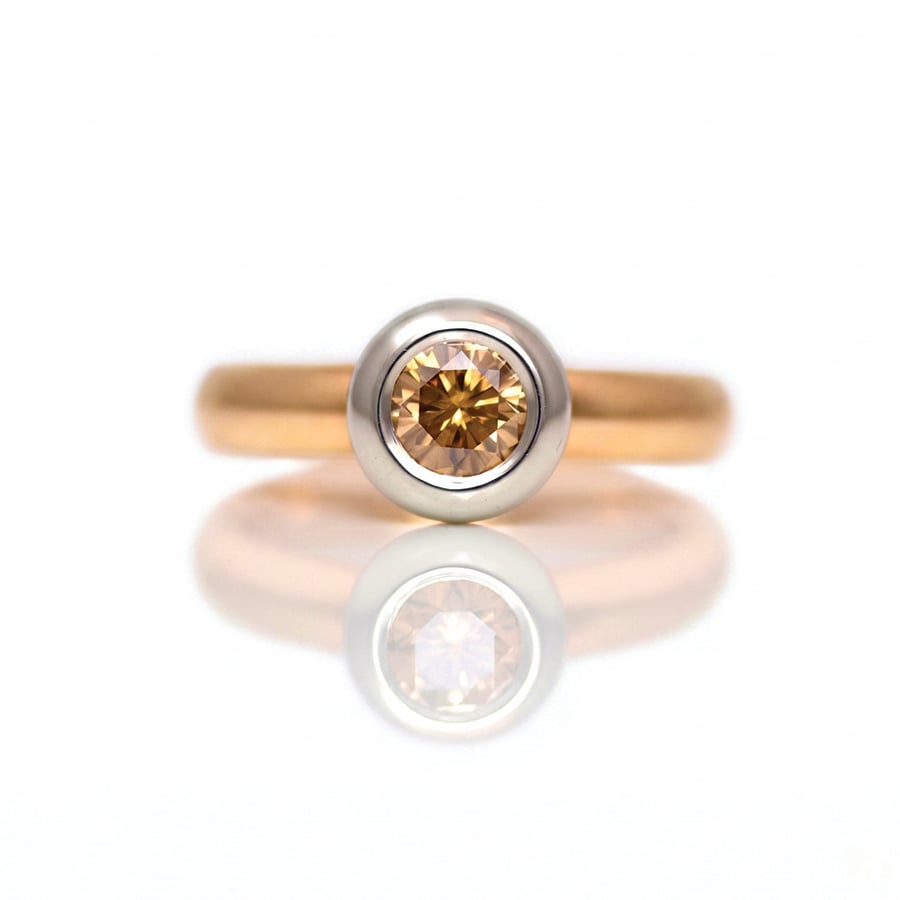 Natural orange diamond ring