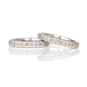 Pink champagne natural diamond pave set eternity rings in Platinum David Ashton 0973 Modern fine jewellery handmade in London bespoke