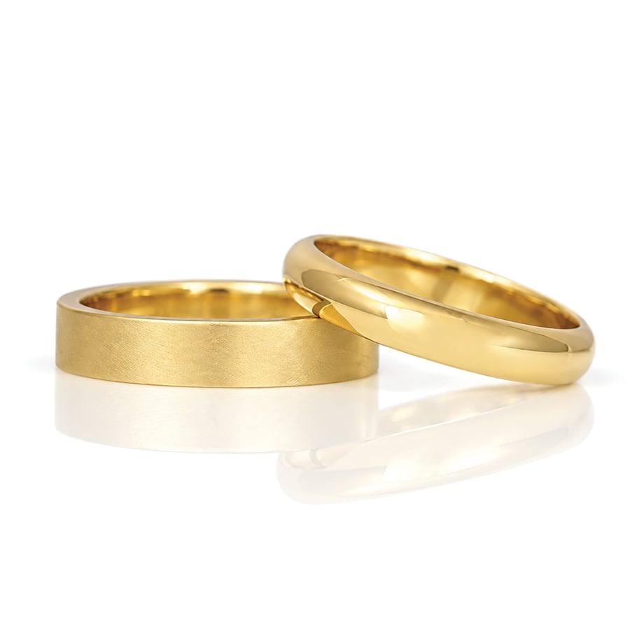 18ct yellow gold handmade wedding rings David Ashton jewellery bespoke fine jewellery London