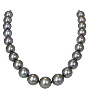Finest quality large Tahitian grey pearl necklace David Ashton modern fine jewellery handmade in London