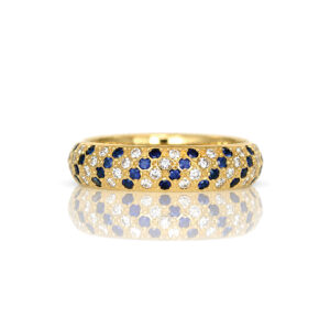 Diamonds & sapphires pave' set in 18ct yellow gold ring