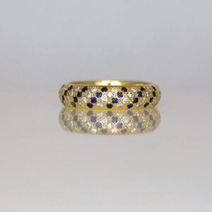 Diamonds & sapphires pave' set in 18ct yellow gold ring