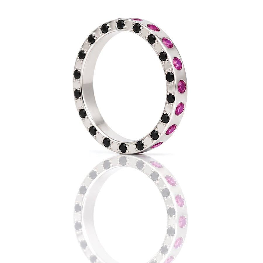 purple and black diamond eternity ring