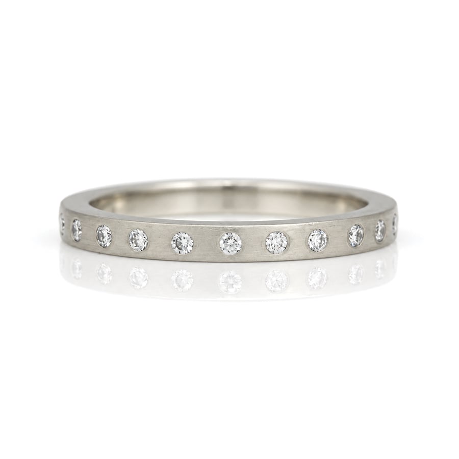 Modern narrow flush set natural diamond eternity ring David Ashton 0873