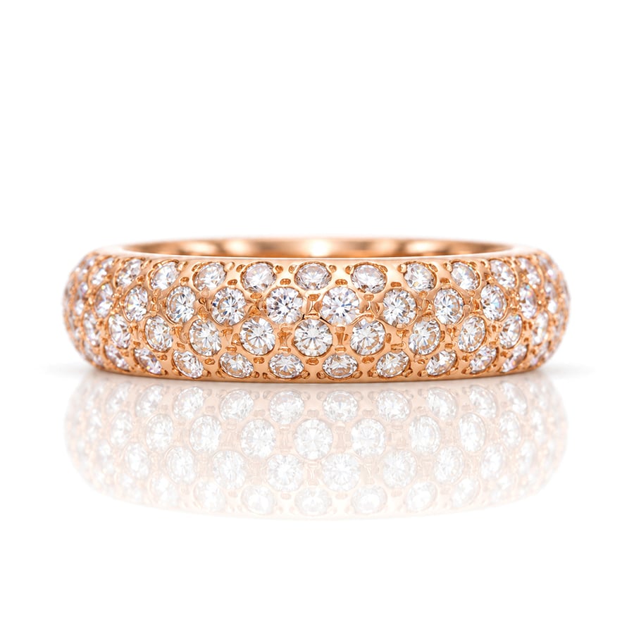 Chunky roswe gold natural diamond pave set ring